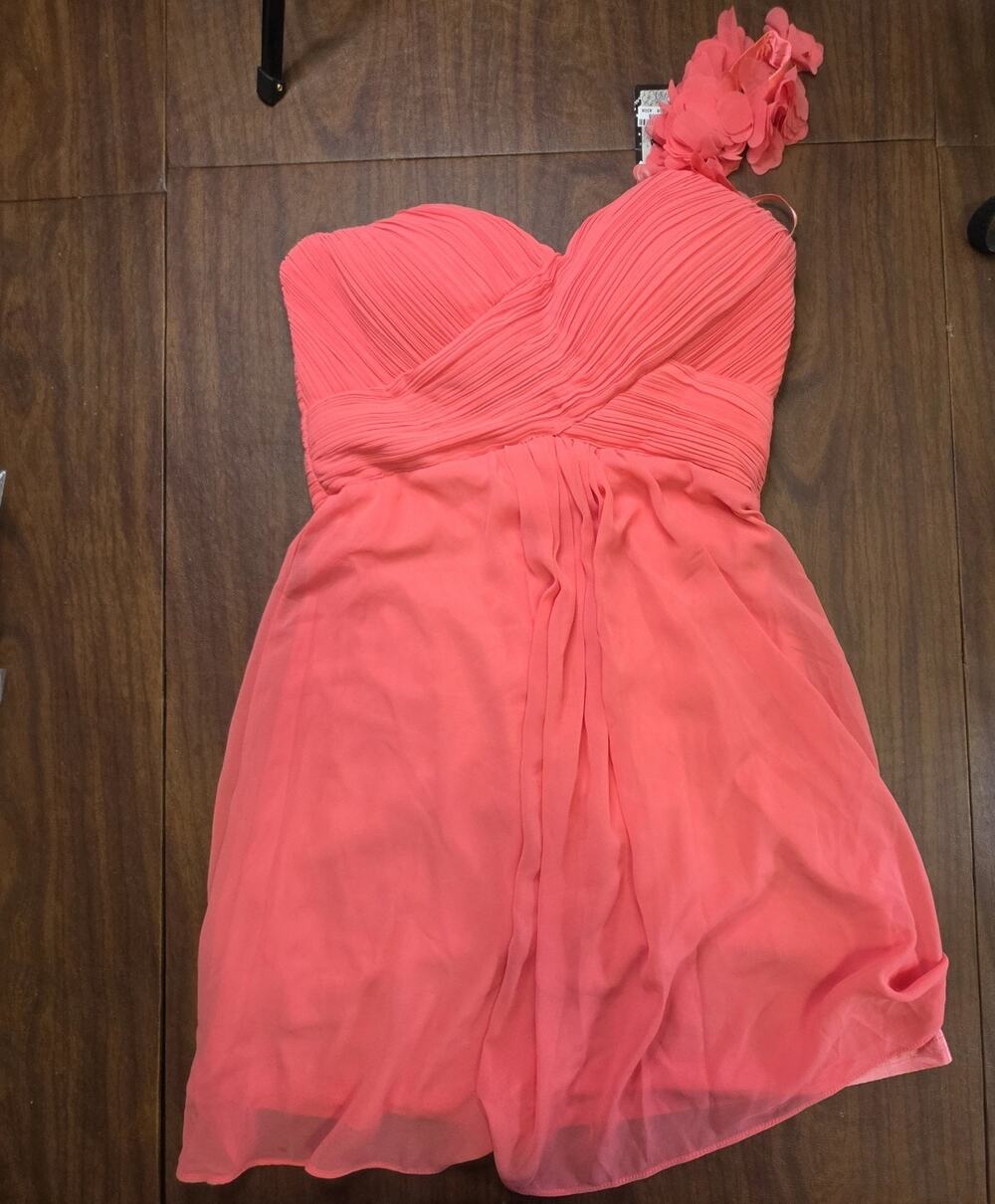 NWT Ever Pretty Pink Chiffon Prom Homecoming Single Floral Strap Size 6